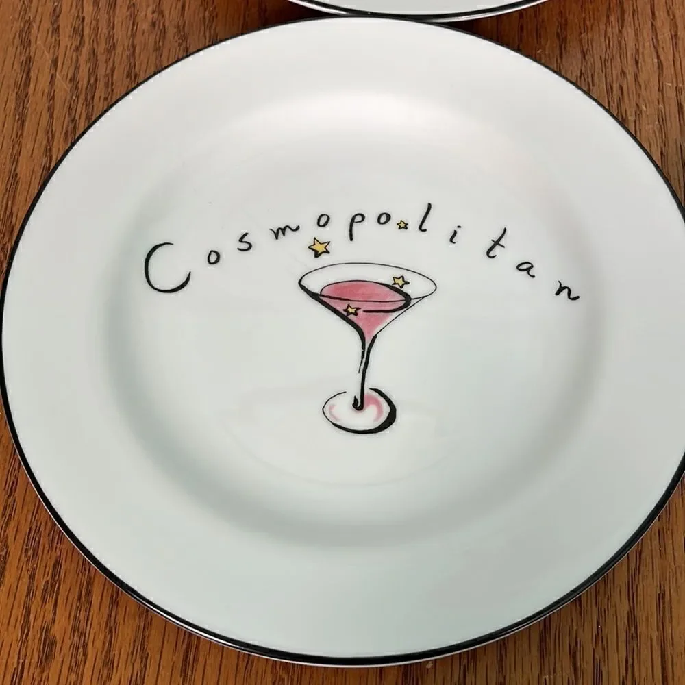Pottery Barn Martini Cocktail Drink Plates - Dessert / Appetizer, Set of 4